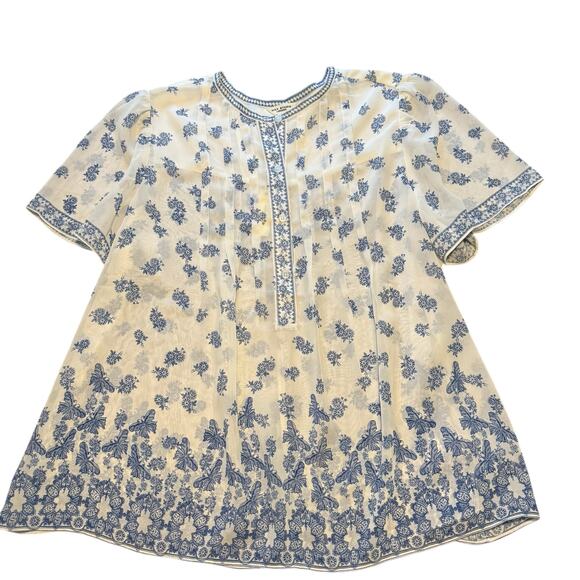 Max Studio women’s NEW blue floral and butterfly pattern blouse XL - Picture 2 of 7